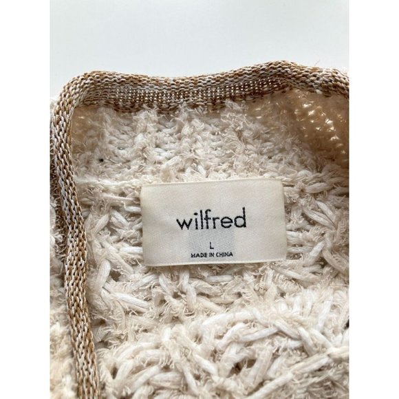 Aritzia WILFRED Confetti Beige Chunky Knit Cropped Raglan Sweater, Size L - Picture 10 of 16